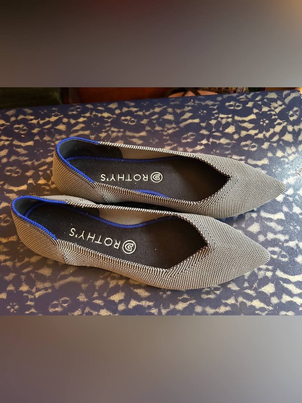Rothy's Women's Black and White (Grey) Knit Pointed Flats